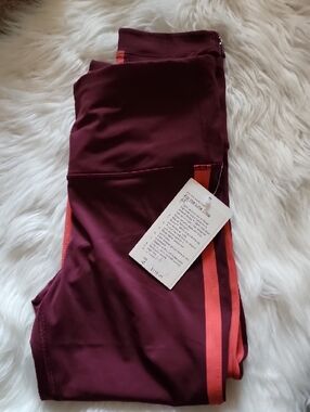 lululemon athletica Burgundy Leggings with Coral Trim